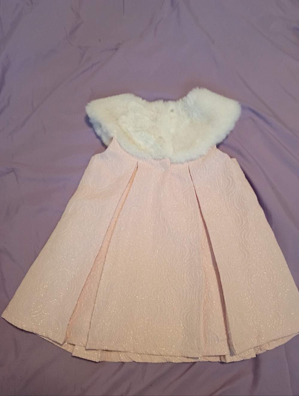 Cat & Jack Light Pink Dress Coat with White Faux Fur Collar